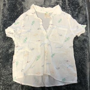 dino print button down